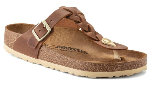 Birkenstock Gizeh Braided Oiled Leather Cognac