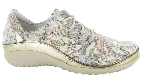 Naot Kumara White Floral/Radiant Gold Leather