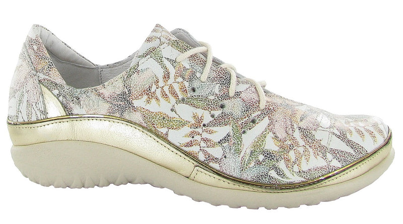 Naot Kumara White Floral/Radiant Gold Leather