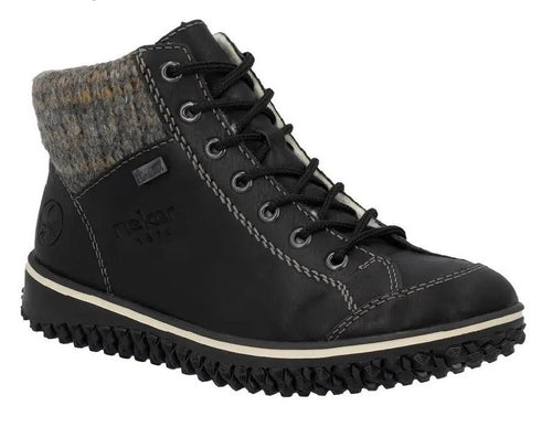 Rieker Z4243 Lace-Up Ankle Boot Black