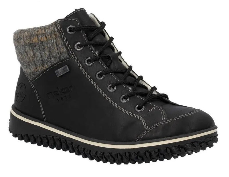 Rieker Z4243 Lace-Up Ankle Boot Black