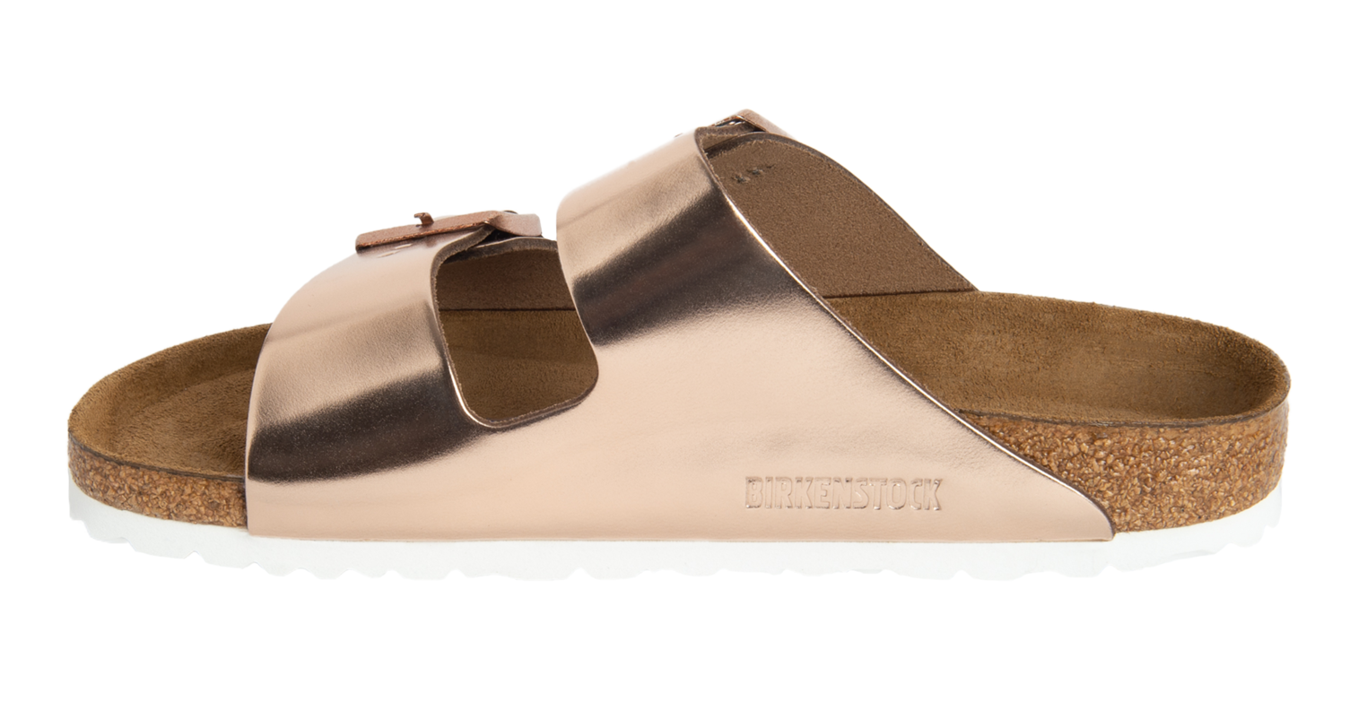 Birkenstock rose gold arizona top soft footbed metallic sandals
