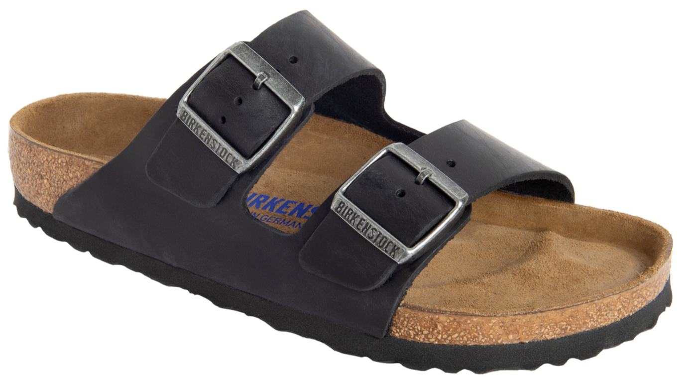 Birkenstock arizona black top oiled leather soft footbed