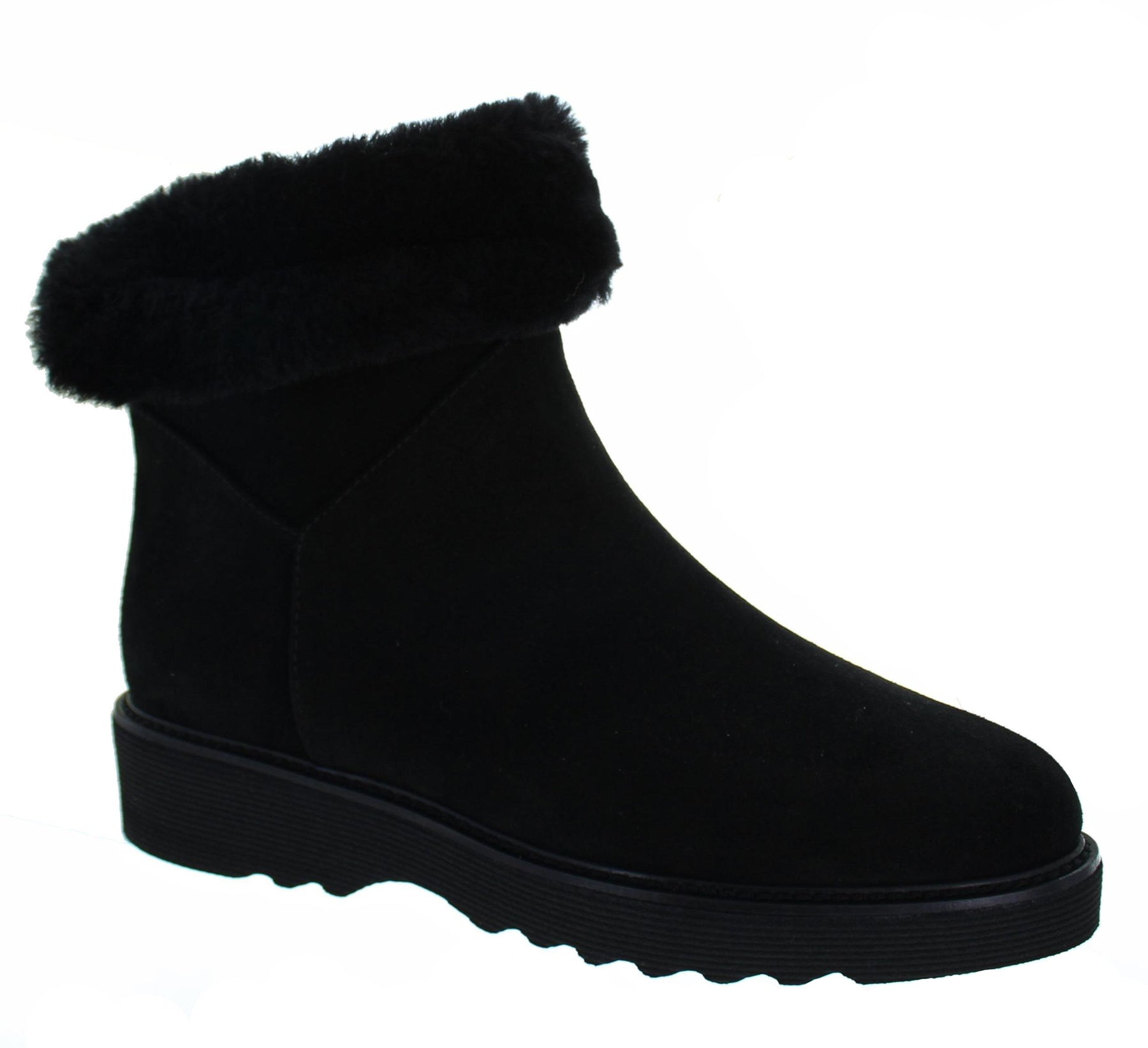 Aquatalia Kimberly Black Suede Shearling